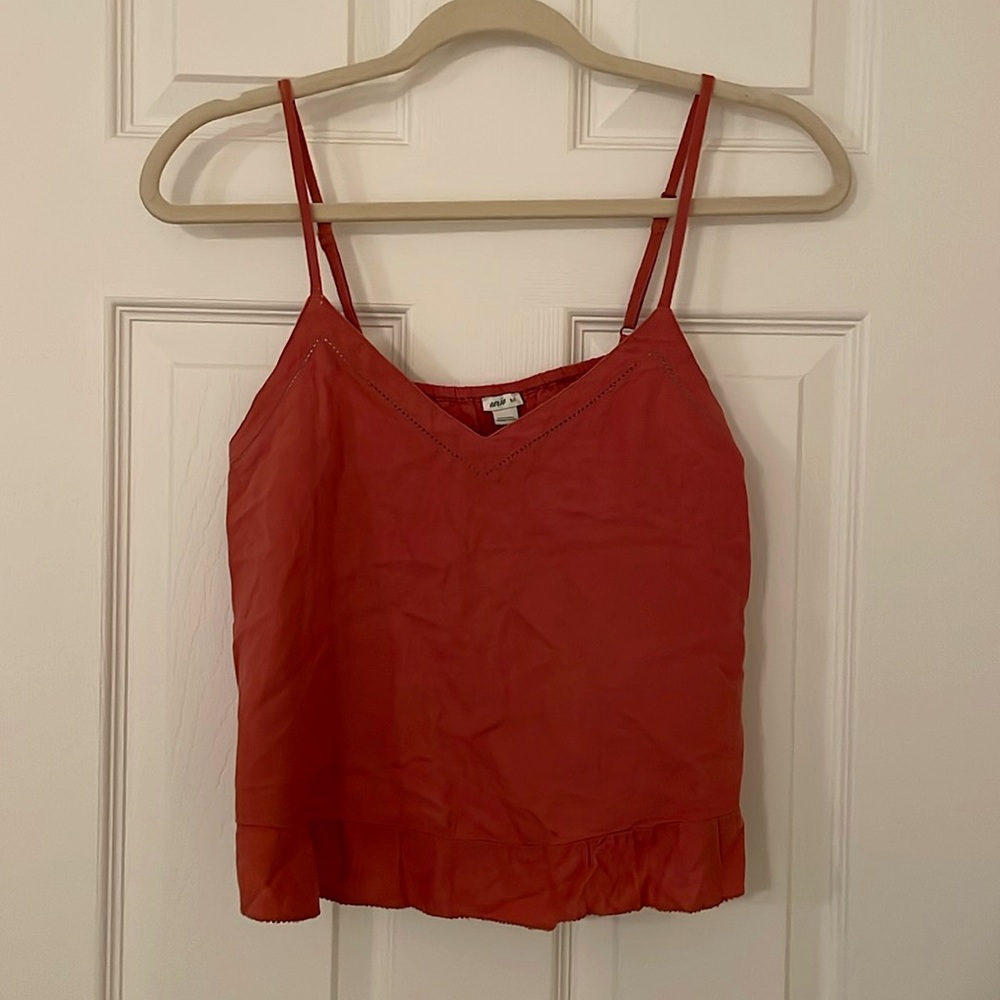 Aerie Red Orange V-Neck Tank Top